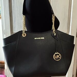 Michael Kors Black Shoulder Bag with Gold Chain